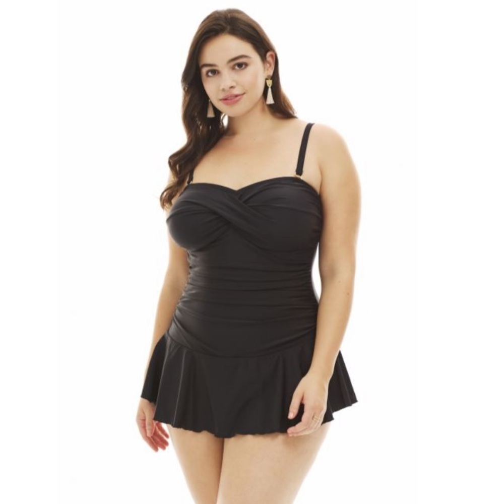 Always For Me size 22 black twist front swimdress